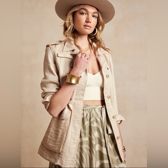 Banana Republic French Utility Field Textured Jacket In Oyster Grey - Picture 3 of 16